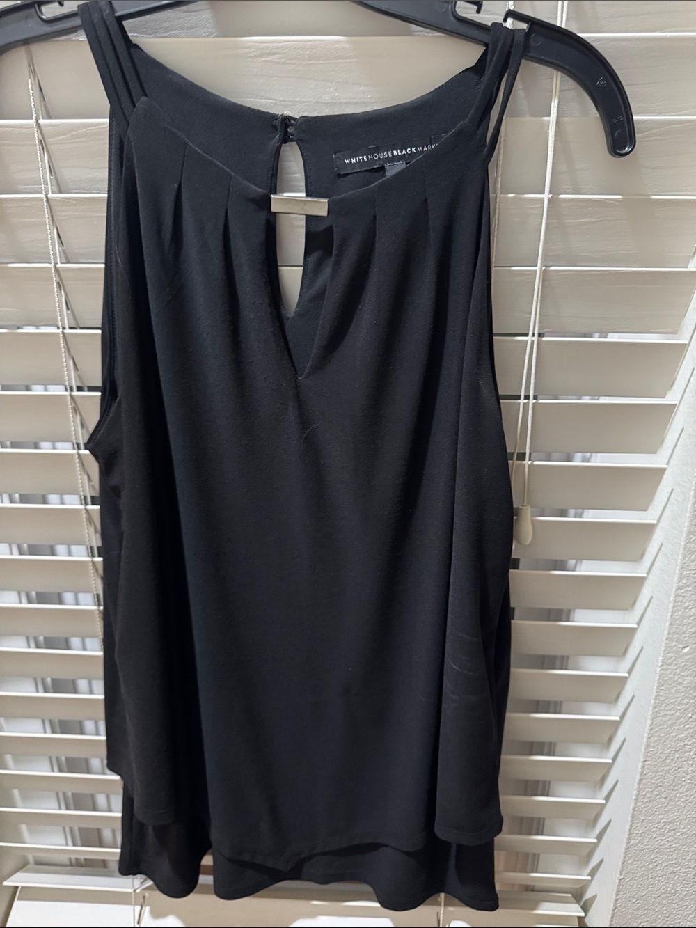 White House Black Market Black Sleeveless Keyhole Tank with Double-Strap Detail
